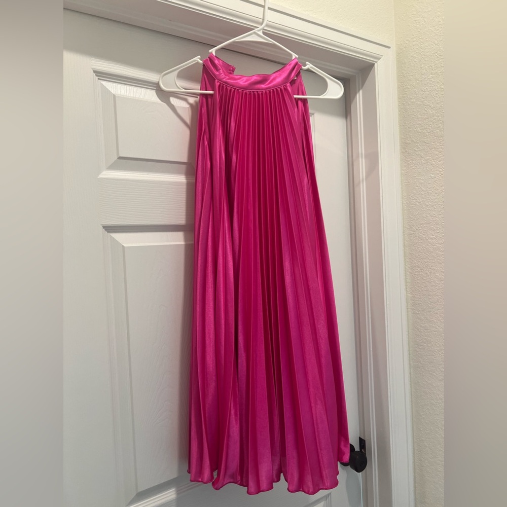 Pink Pleated Satin Dress